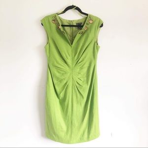 Women’s Green Sleeveless Dress w/ Faux Gemstones